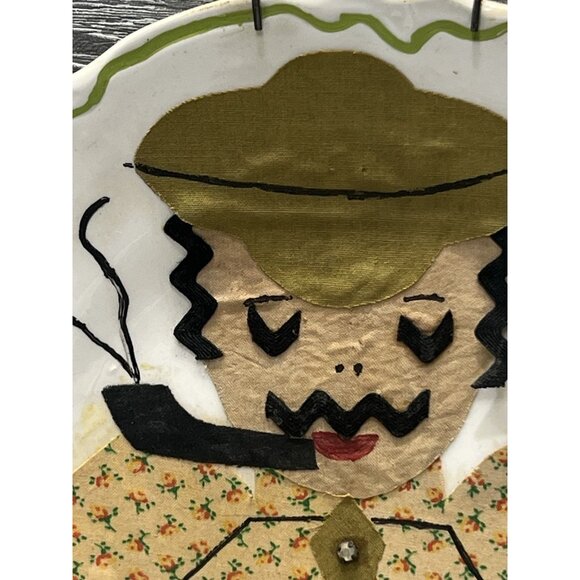 Folk Art 1950s His & Hers Portraits Vintage MCM Plates Beth & Bill Kitschy Decor - Picture 4 of 13